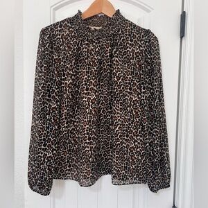 J. Crew Brown Leopard Print Blouse